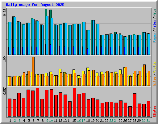 Daily usage for August 2025