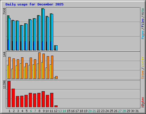 Daily usage for December 2025