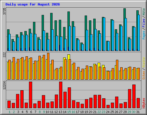Daily usage for August 2026